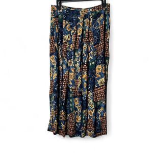 VTG Womens Blue Brown Midi Maxi Pull on Boho Witchy Indie Skirt Sz M